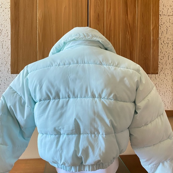 Garage Powder Blue Aspen Reflective Cropped Puffer - Picture 3 of 5